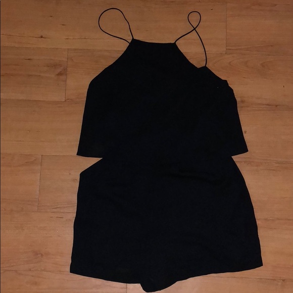 Express Pants - Silk black formal romper with high neck